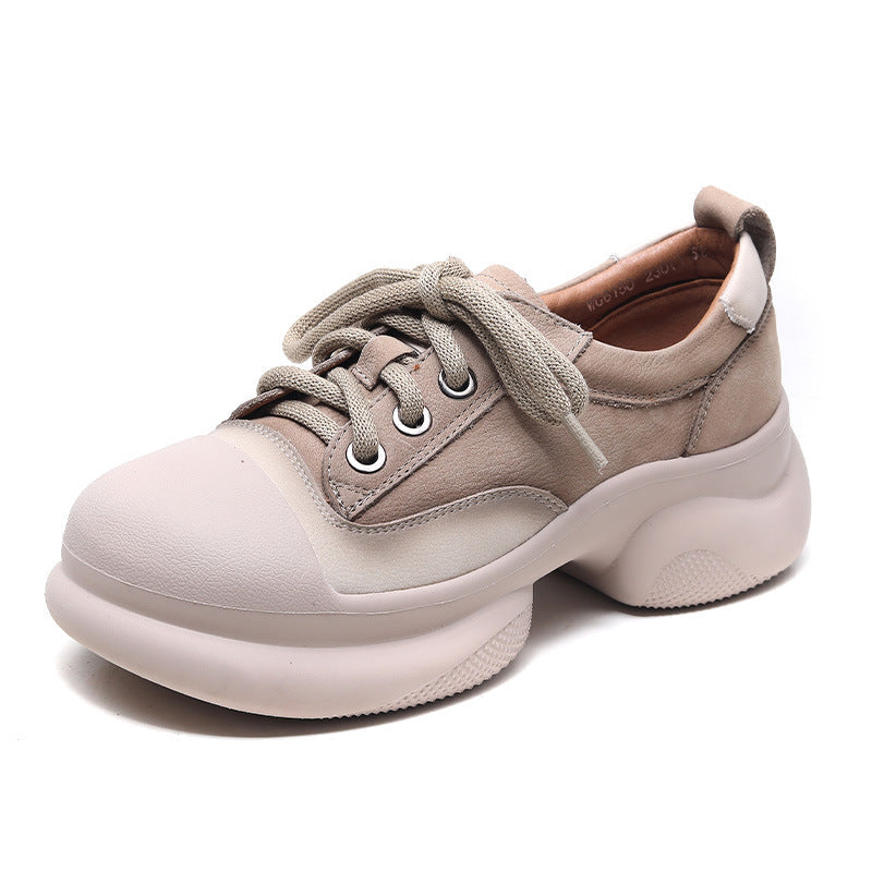 Women Fashion Leather Low Block Casual Shoes Newgew Shoes