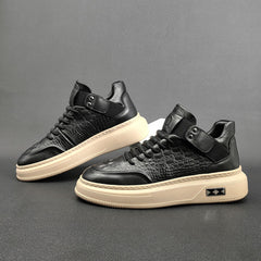 Men Stylish Figured Leather Flat Casual Shoes Newgew Shoes