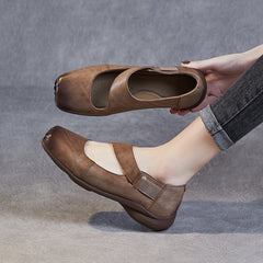 Women Retro Handmade Leather Flat Casual Shoes Newgew Shoes