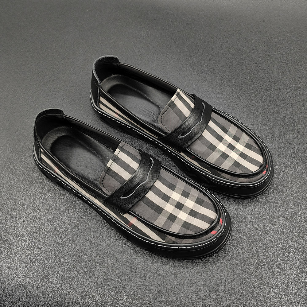 Men Casual Plaid Canvas Flat Loafers Newgew Shoes