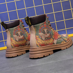 Men Fashion Print Soft Leather Boots Newgew Shoes