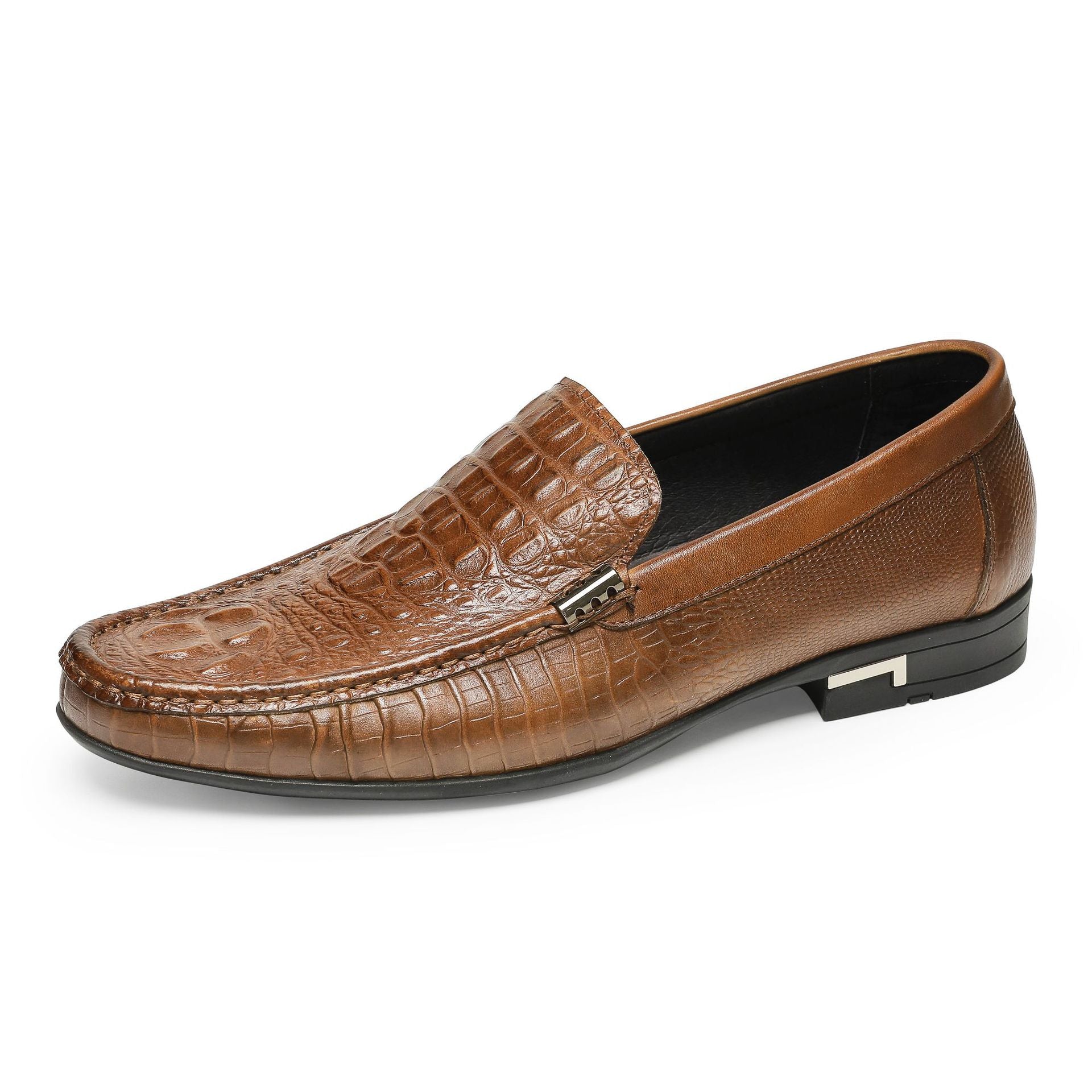 Men Classic Embossing Cowhide Casual Slip-On Loafers Newgew Shoes