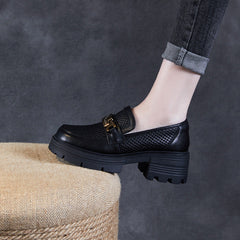 Women Hollow Breathable Leather Casual Platform Loafers Newgew Shoes