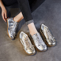Women Minimalism Glossy Leather Casual Training Shoes Newgew Shoes