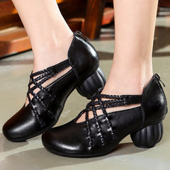 Women Plaited Stripes Low Heel Pump Shoes Newgew Shoes