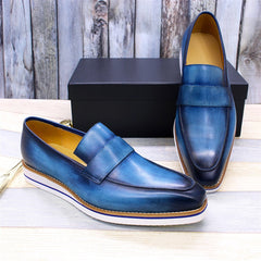 Men Casual Leather Flat Retro Loafers Newgew Shoes