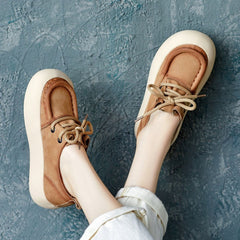 Women Handmade Soft Leather Thick Soled Casual Shoes Newgew Shoes