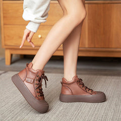 Women Casual Cowhide Leather Handmade Ankle Boots Newgew Shoes