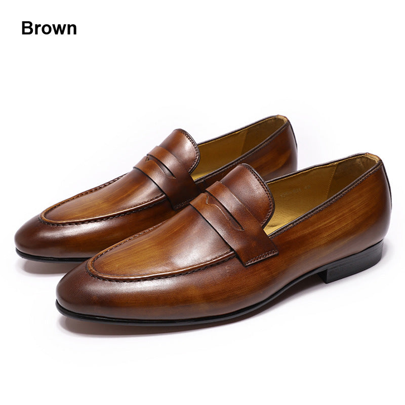 Men Cowhide Casual Leather Retro Loafers Newgew Shoes