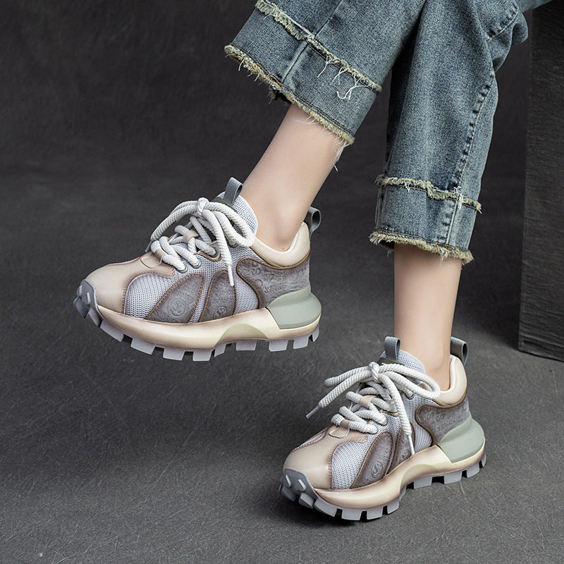 Women Fashion Patchwork Lug Sole Casual Shoes Newgew Shoes