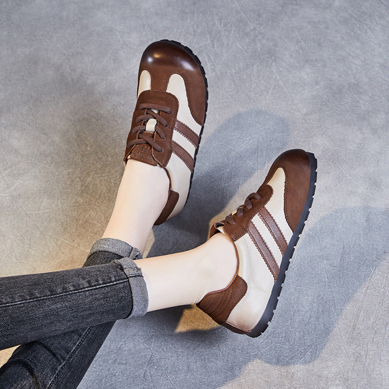 Women Handmade Retro Leather Flat Casual Training Shoes Newgew Shoes