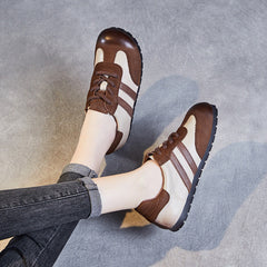 Women Handmade Retro Leather Flat Casual Training Shoes Newgew Shoes