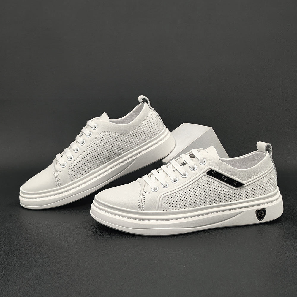 Men Fashion Breathable Hollow Leather Flat Casual Shoes Newgew Shoes