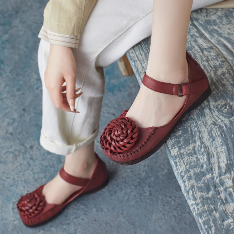 Women Retro Style Leather Velcro Tape Summer Sandals Newgew Shoes