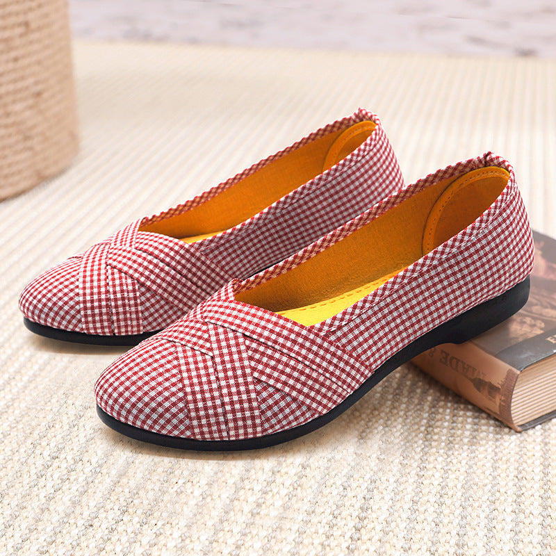 Women's Sole Ceremonial Polyurethane Old Cloth Low-cut Canvas Shoes Newgew