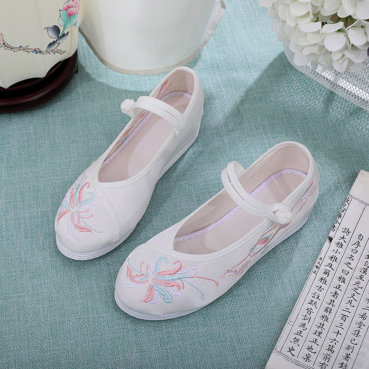 Flat Round Toe Embroidered For Han Heels Newgew