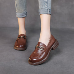 Women Retro Soft Leather Casual Loafers Newgew Shoes