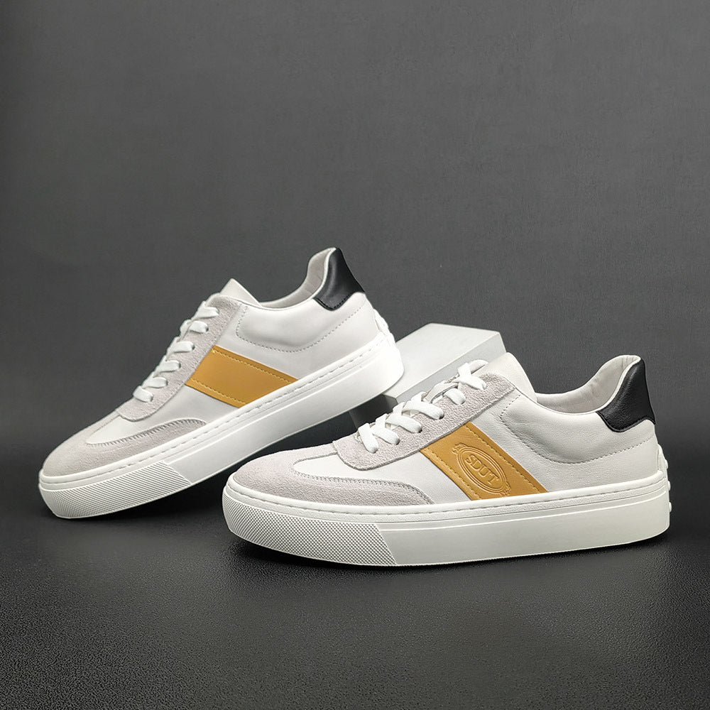 Men Stylish Patchwork Leather Flat Casual Shoes Newgew Shoes