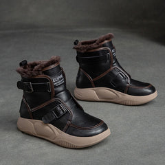 Women Fashion Cowhide Woolen Snow Boots Newgew Shoes