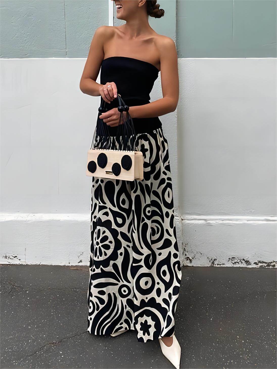 Fashionable Strapless Floral Print Maxi Dress Newgew Dresses