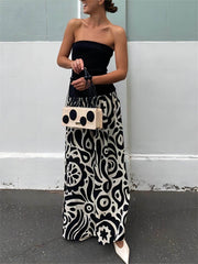 Fashionable Strapless Floral Print Maxi Dress Newgew Dresses
