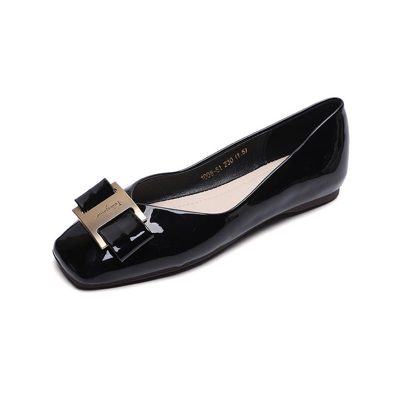 Women Retro Glossy Leather Casual Flats Newgew Shoes