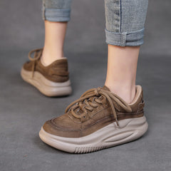 Women Fashion Breathable Leather Thick Soled Casual Shoes Newgew Shoes