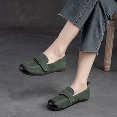 Women Retro Nubuck Soft Velcro Tape Flats Newgew Shoes