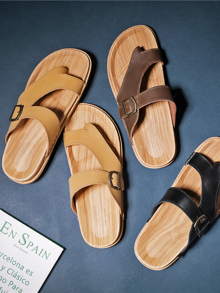 Men Summer Leather Beach Flip Flops Sandals Slides Newgew Shoes