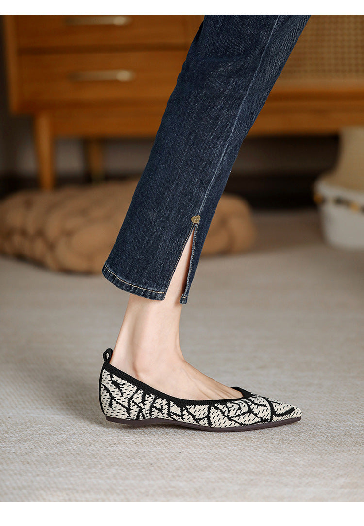 Pointed Knitted Egg Roll Flat Flying Woven Shoes NewGew