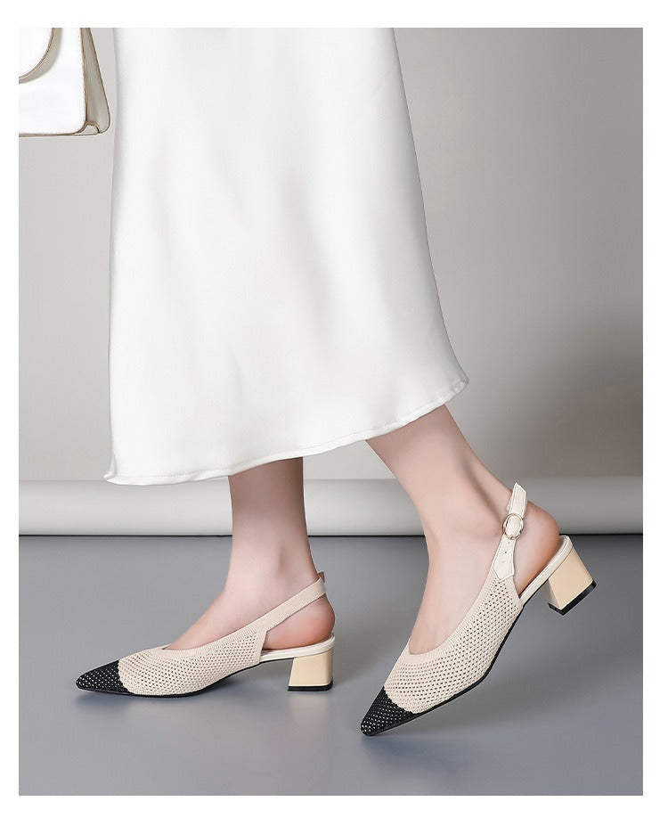 Braided Toe Strappy Mid-Heeled High Heels Newgew