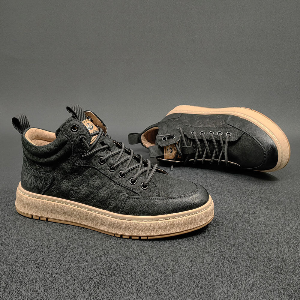 Men Retro Figured Leather Flat Casual Shoes Newgew Shoes