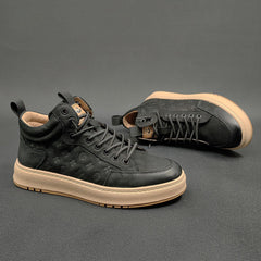Men Retro Figured Leather Flat Casual Shoes Newgew Shoes