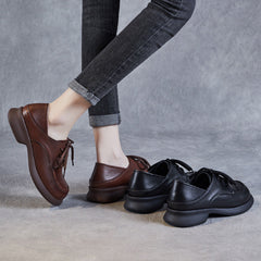 Women Handmade Retro Solid Leather Casual Shoes Newgew Shoes