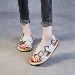 Women Retro Leather Casual Summer Sandals Newgew Shoes