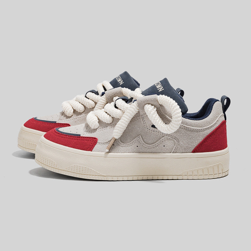 Women's Spring Thick Bottom Retro Red Design Sneakers Newgew