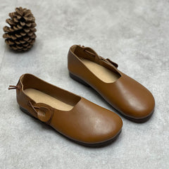 Women Retro Soft Cowhide Leather Flats Newgew Shoes