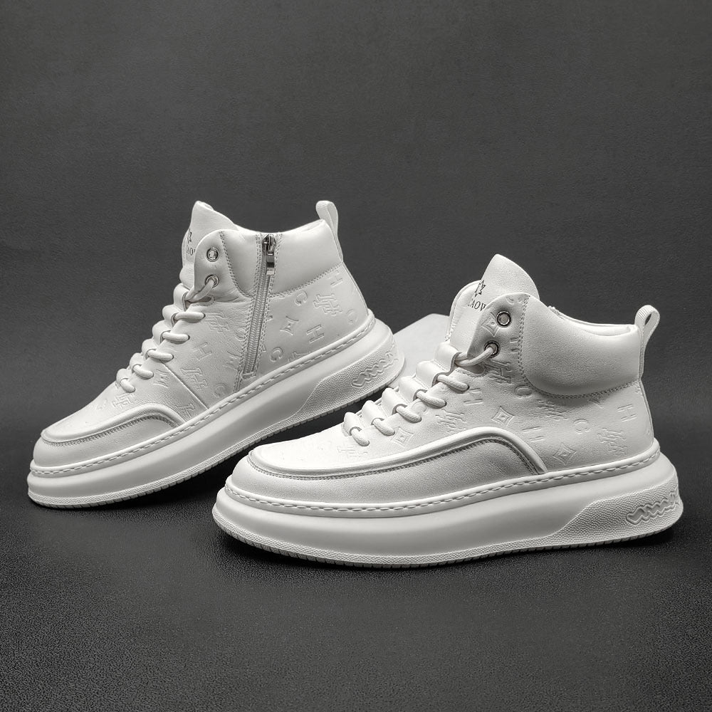 Men Stylish Minimalist Leather High Top Casual Shoes Newgew Shoes