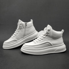 Men Stylish Minimalist Leather High Top Casual Shoes Newgew Shoes