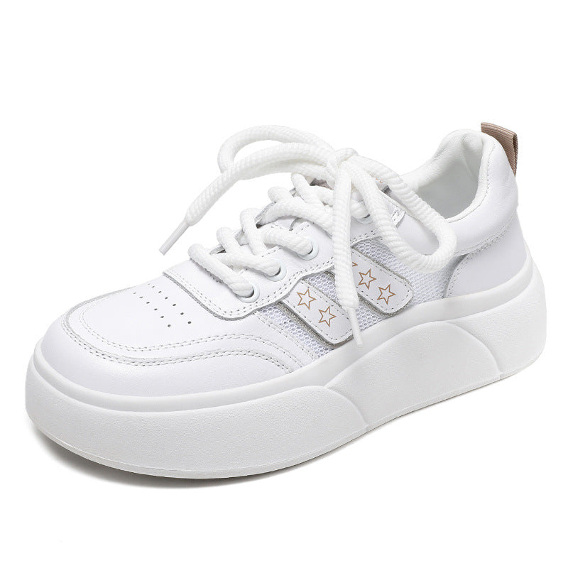 Women Fashion Breathable Leather Thick Soled Casual Shoes Newgew Shoes
