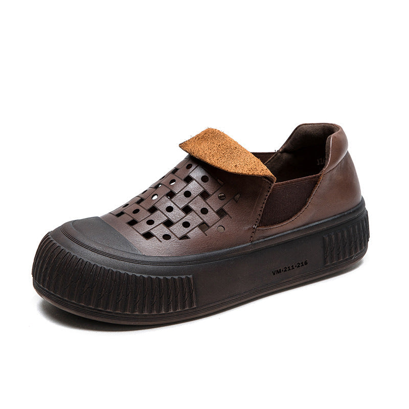 Women Minimalist Breathable Leather Flat Casual Shoes Newgew Shoes
