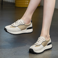 Women Minimalist Fashion Leather Thick Soled Casual Sneakers Newgew Shoes