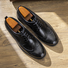 Men Classic Embossing Patchwork Cowhide Oxford Shoes Newgew Shoes