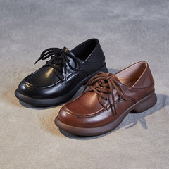 Women Handmade Retro Solid Leather Casual Shoes Newgew Shoes