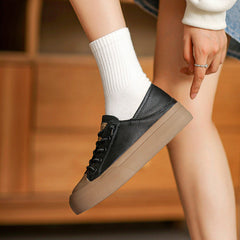 Women Retro Leather Flat Casual Shoes Newgew Shoes