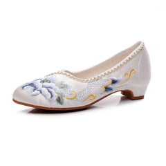 Women's Antique Pointed Old Beijing Mid Cloth Heels Newgew