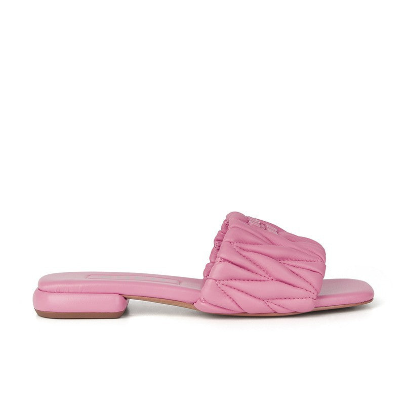 Pleated Flat Heel Non-Slip Square Toe Sandals NewGew