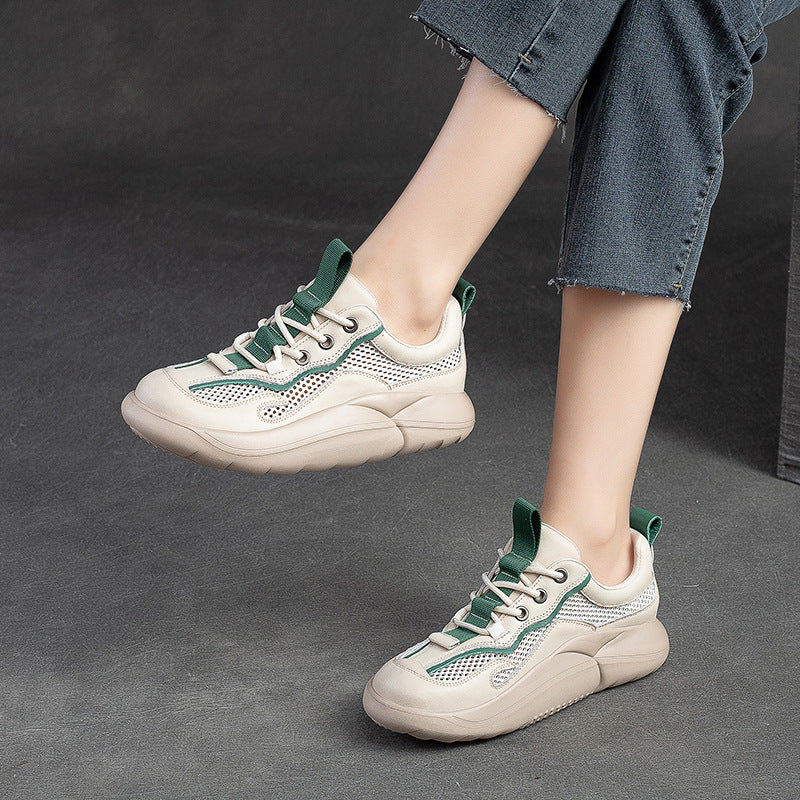 Women Fashion Breathable Mesh Leather Casual Shoes Newgew Shoes