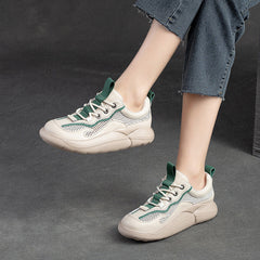 Women Fashion Breathable Mesh Leather Casual Shoes Newgew Shoes