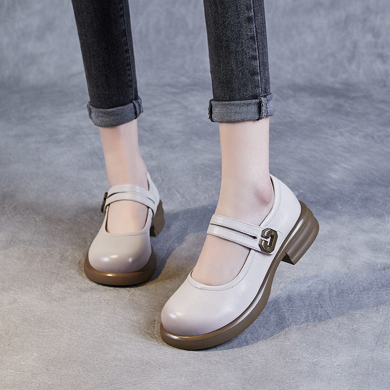 Women Minimalist Leather Casual Mary Jane Shoes Newgew Shoes